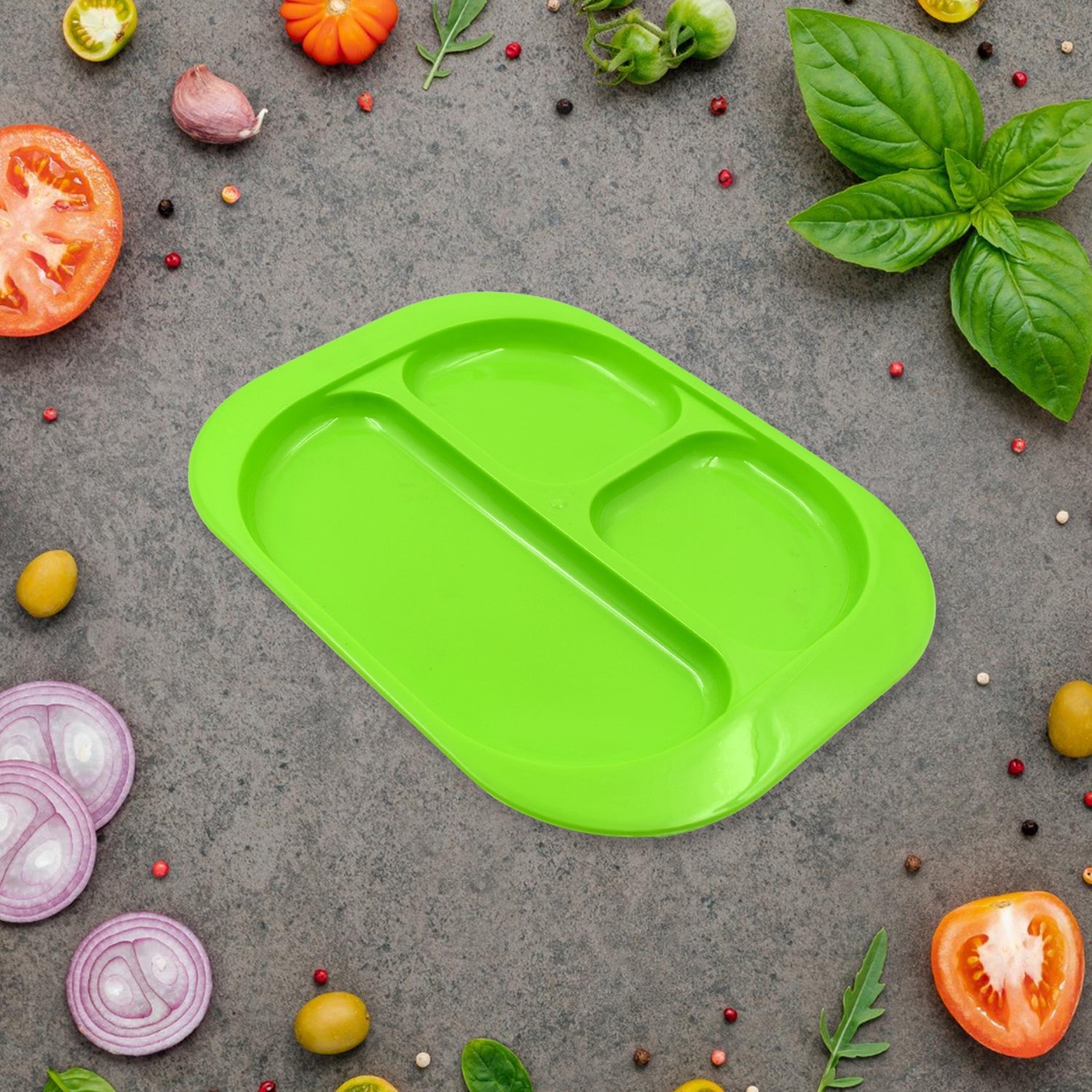 5554 Plastic Food Plates / Biodegradable 3 Compartment Square Plate With Spoon for Food Snacks / Nuts / Desserts Plates for Kids, Reusable Plates for Outdoor, Camping, BPA-free (1 Pc) 5554 Plastic Food Plates / Biodegradable 3 Compartment Square Plate With Spoon for Food Snacks / Nuts / Desserts Plates for Kids, Reusable Plates for Outdoor, Camping, BPA-free (1 Pc)
